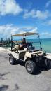 Bob and I rented a golf cart to get to New Plymouth